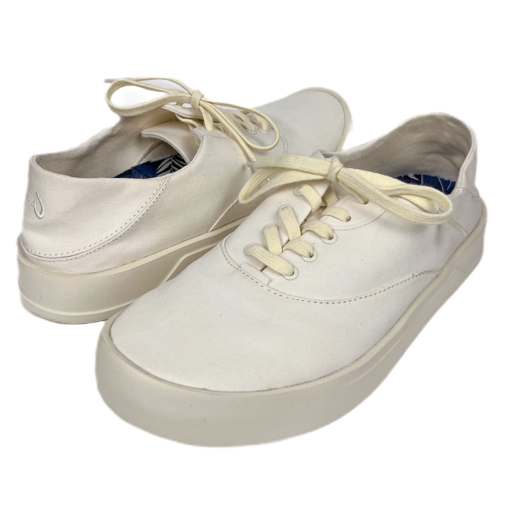 Olukai Mens 7 Tradewind Off White Canvas Lace Up Low Top Casual Sneakers Shoes
